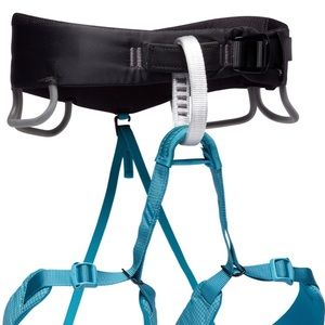 Womens Black Diamond Momentum Rock Climbing Harness Size L Aqua Verde